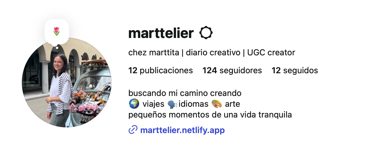 Screenshot Instagram di marttelier come prova della presenza del brand